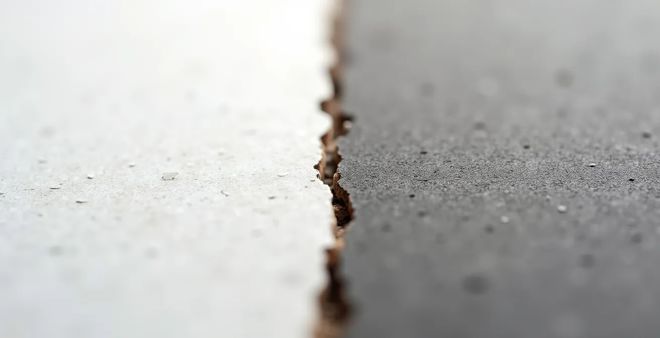 Gros plan macro sur deux échantillons de carton côte à côte montrant les textures contrastées