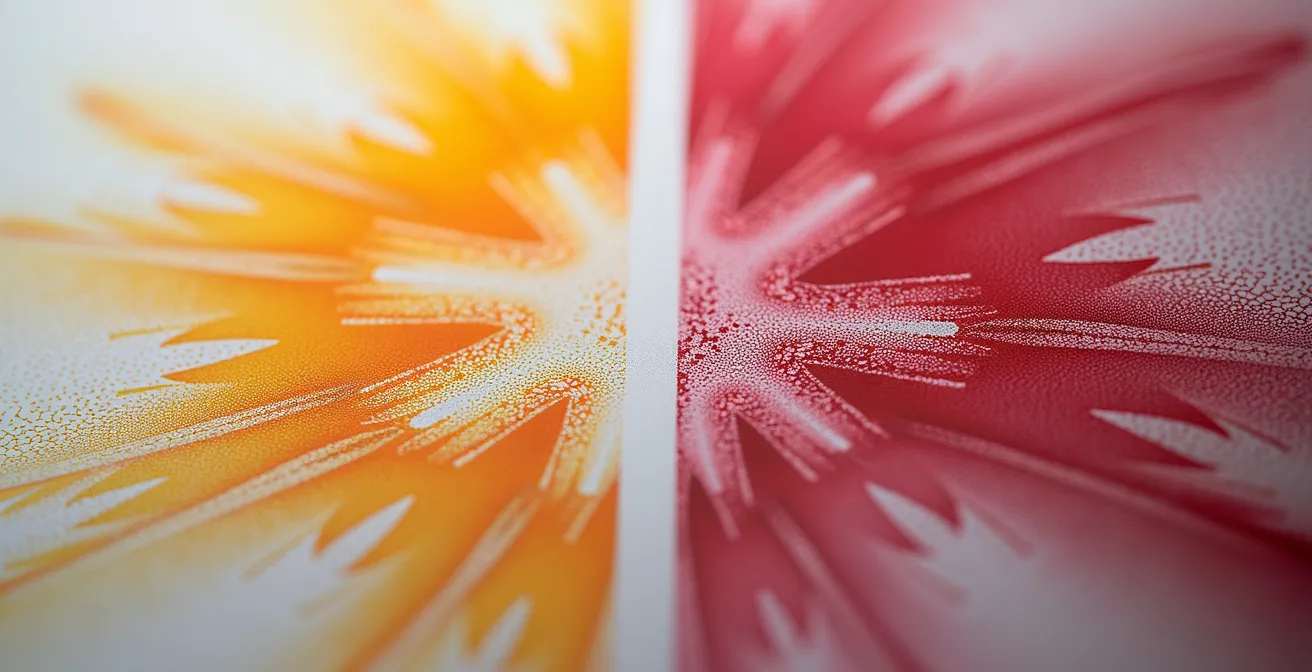 Comparaison visuelle entre une impression CMJN standard et une impression avec couleur Pantone additionnelle