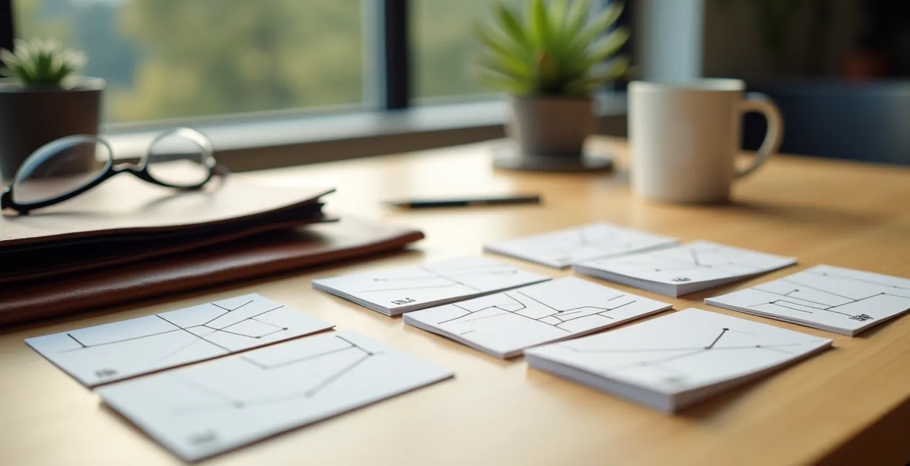 Comparaison de différentes tailles et styles de polices sur des cartes d'affaires pour une lisibilité optimale