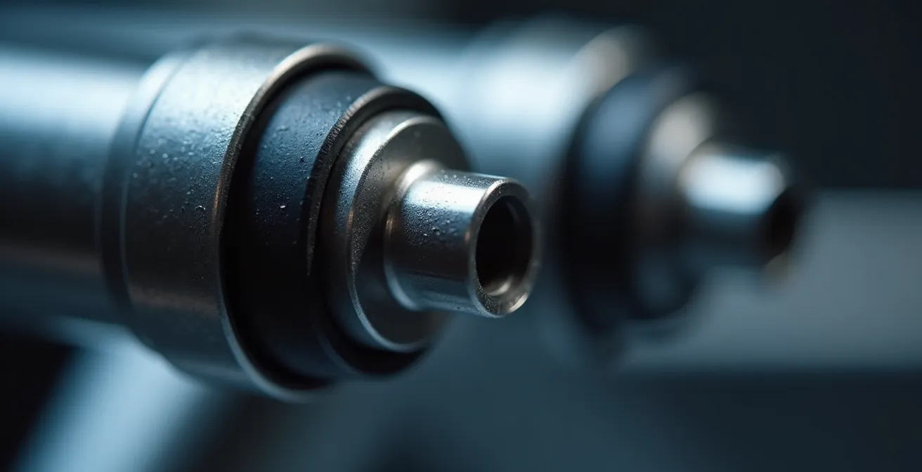 Vue macro détaillée de connecteurs haute qualité en métal renforcé pour structure de stand