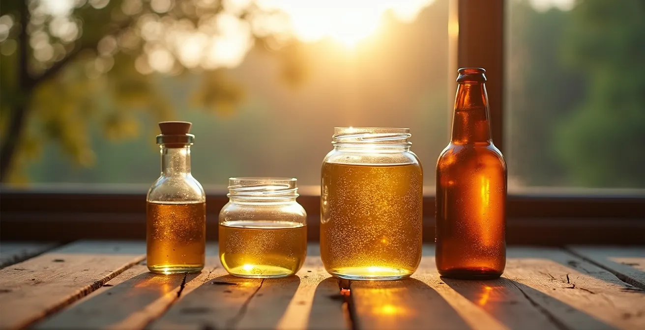 Gros plan sur une étiquette parfaitement appliquée sur la courbe d'un pot de type Mason