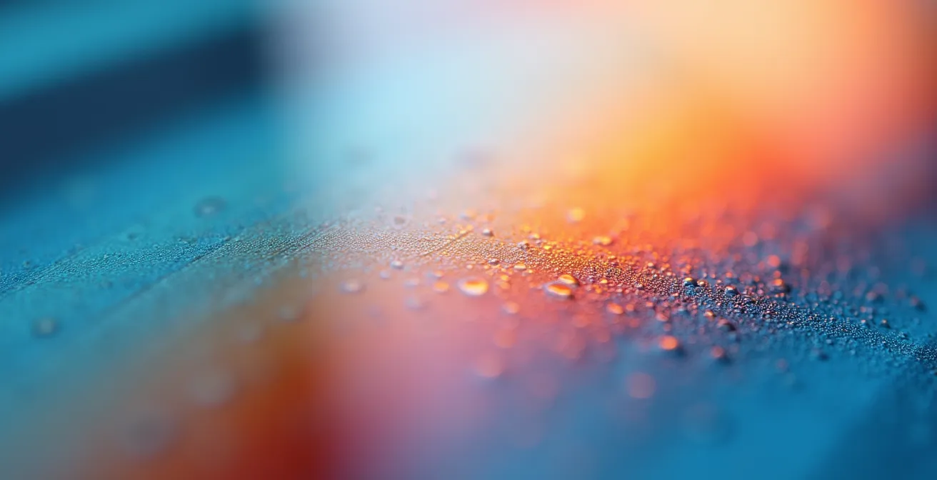 Détail macro d'impression sur plastique synthétique avec encres UV résistantes