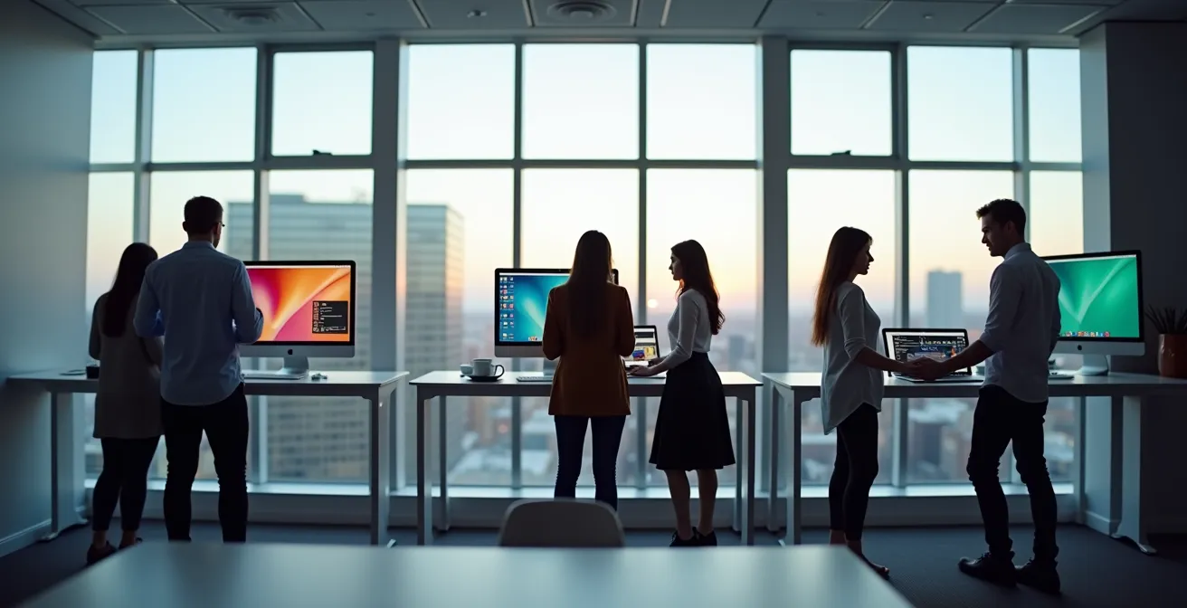 Interface moderne d'un portail de marque numérique accessible sur différents appareils