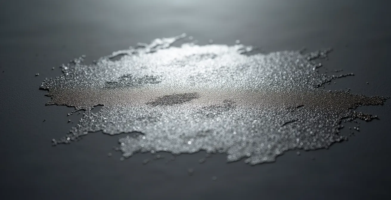 Détail macro d'une impression Pantone argent 877 sur papier de création haut de gamme